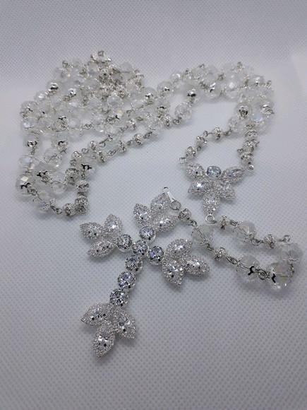 Terço Personalizado de Noiva Cristal e Zirconias