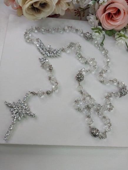 Terço Personalizado de Noiva de Cristal Espírito Santo