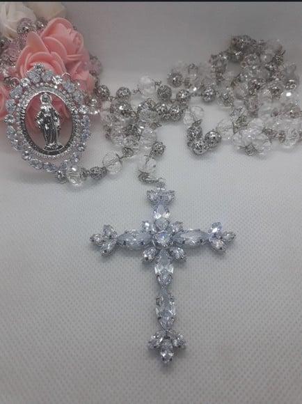 Terço Personalizado Noiva Cristal Nossa Senhora das Graças