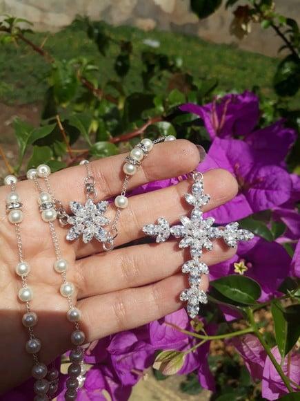 Terço Personalizado de Noiva Perola ou Cristal