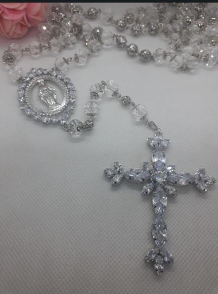 Terço Personalizado Noiva Cristal Nossa Senhora das Graças