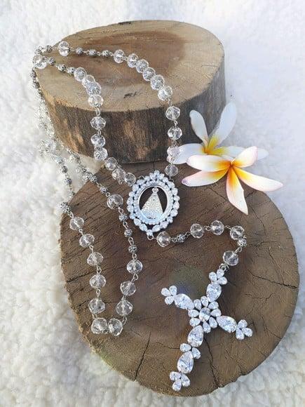 Terço Personalizado Noiva de Cristal Nossa Senhora Aparecida