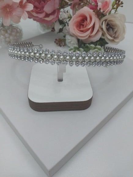 Tiara ou Porta Coque para Noivas Feita em Zirconias