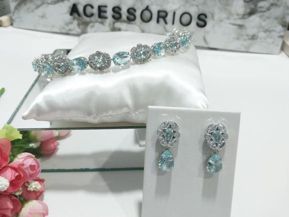 Tiara  Porta Coque para Noivas Feita em Zirconia Azul