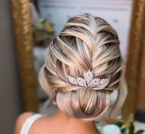 Arranjo de Cabelo Noiva Pente Zirconia