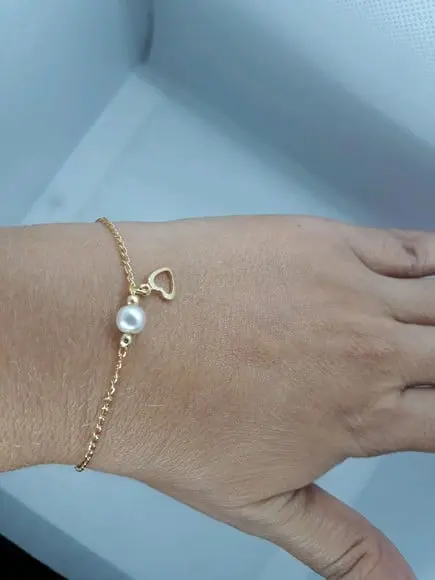 Pulseira Madrinha Pérola e Coração