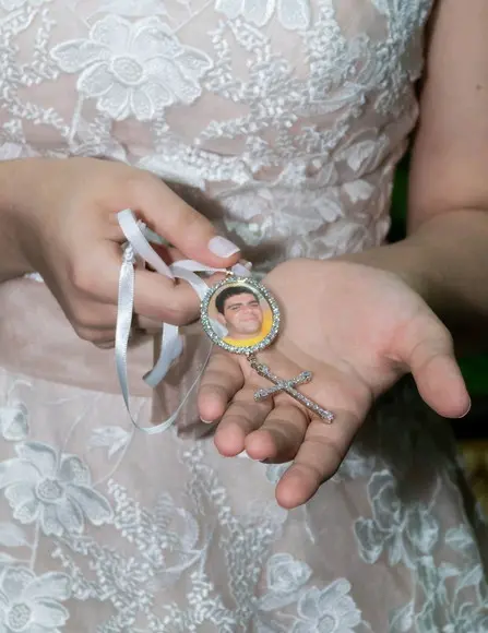 Relicário de Casamento com Pingente e Foto