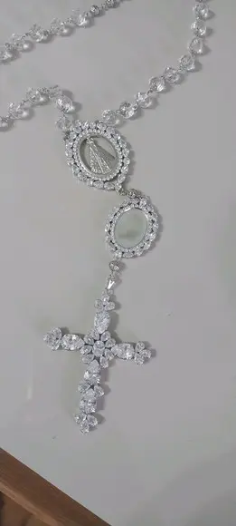 Terço Dezena de Noiva de Cristais N S Aparecida e Relicario