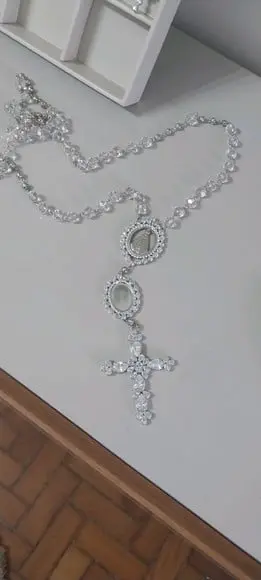 Terço Dezena de Noiva de Cristais N S Aparecida e Relicario