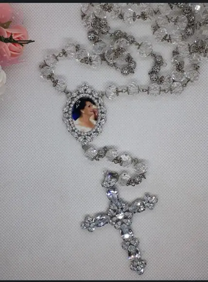 Terço Personalizado de Noiva Cristal com Foto Relicário