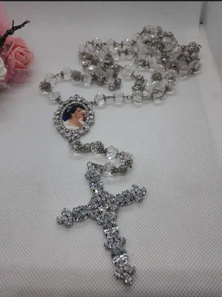 Terço Personalizado de Noiva Cristal com Foto Relicário