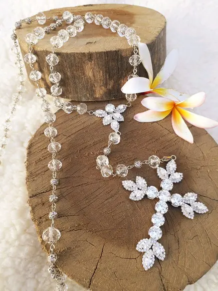 Terço Personalizado de Noiva Cristal e Zirconias