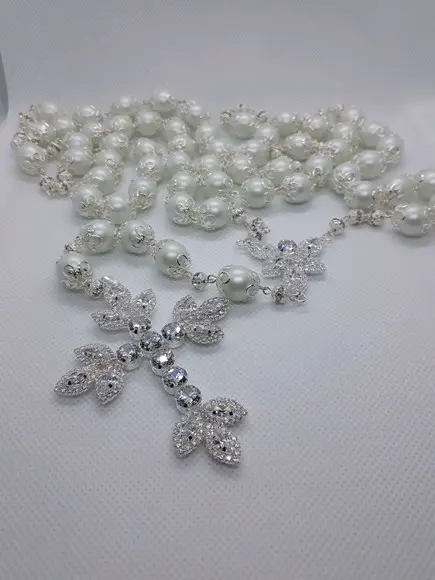 Terço Personalizado de Noiva Cristal e Zirconias