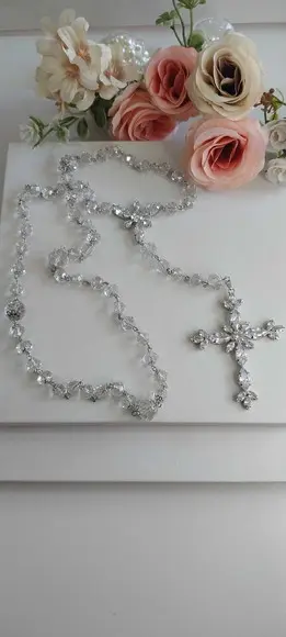 Terço Personalizado de Noiva Cristal e Zirconias
