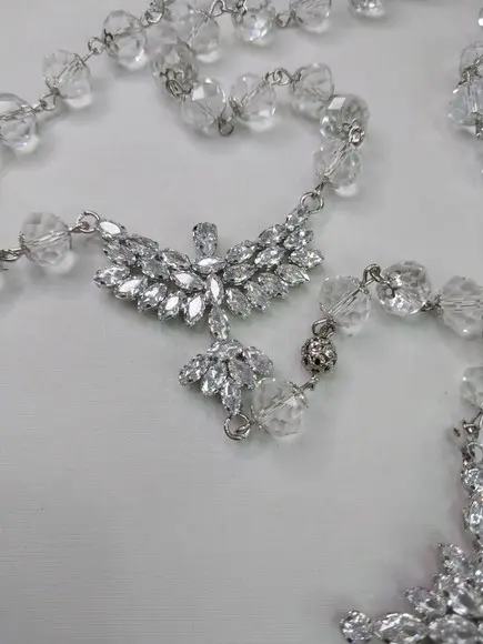 Terço Personalizado de Noiva de Cristal Espírito Santo