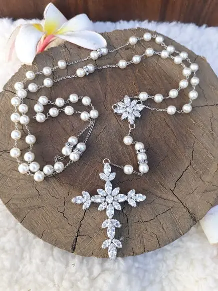 Terço Personalizado de Noiva Perola ou Cristal