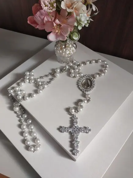 Terço Personalizado Noiva de Cristal Nossa Senhora Aparecida