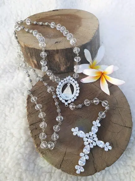 Terço Personalizado Noiva de Cristal Nossa Senhora Aparecida