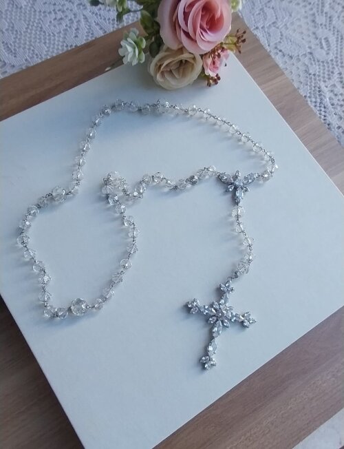 Terço Personalizado de Noiva Cristal e Zirconias