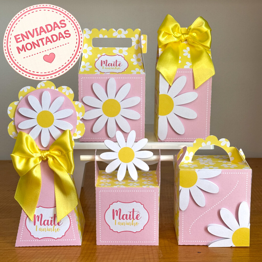 KIT FESTA PERSONALIZADO MARGARIDAS (30 CAIXINHAS)