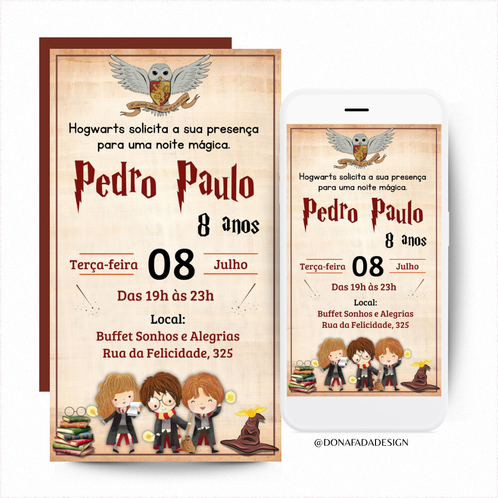 Convite Digital Harry Potter