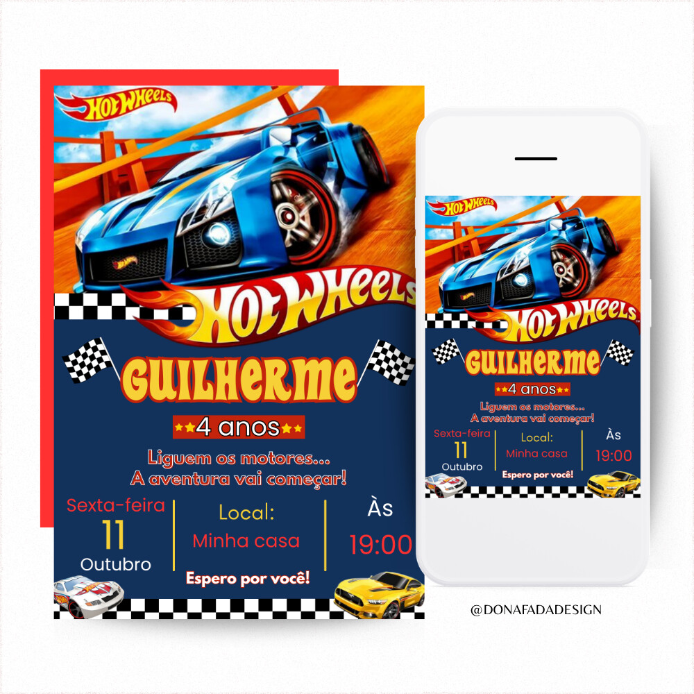 Convite Digital Hot Wheels