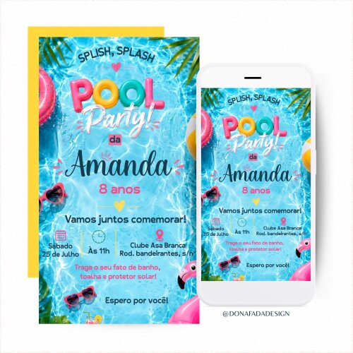 Convite Digital "Pool Party"