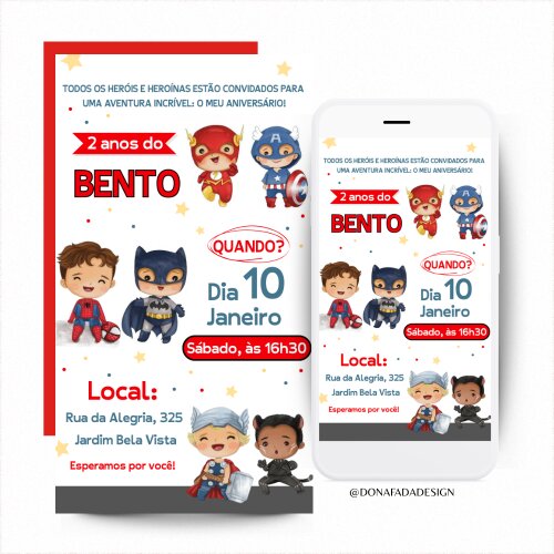Convite Digital "Super Heróis Baby"