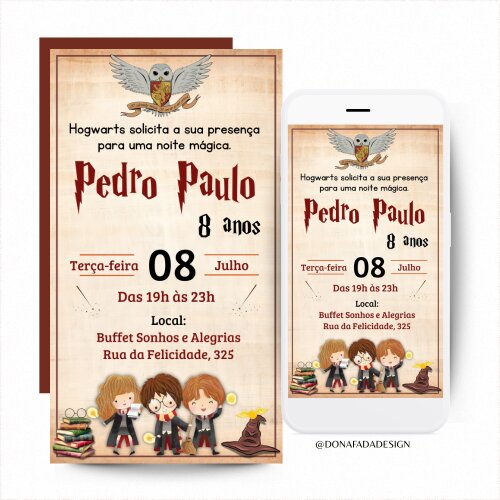 Convite Digital "Harry Potter"