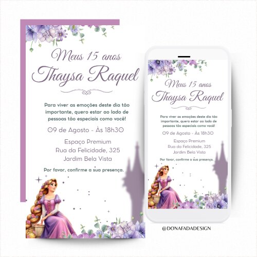 Convite Digital "Rapunzel" (15 anos)