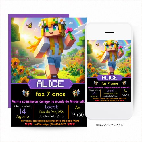 Convite Digital "Minecraft"