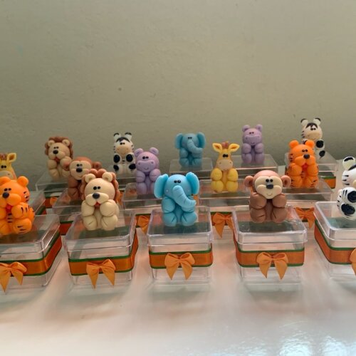 Kit 10 caixinhas bichinhos safari lembrancinha maternidade biscui