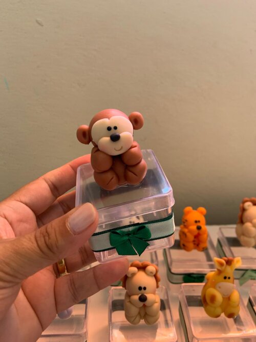 Kit 10 caixinhas bichinhos safari lembrancinha maternidade biscui