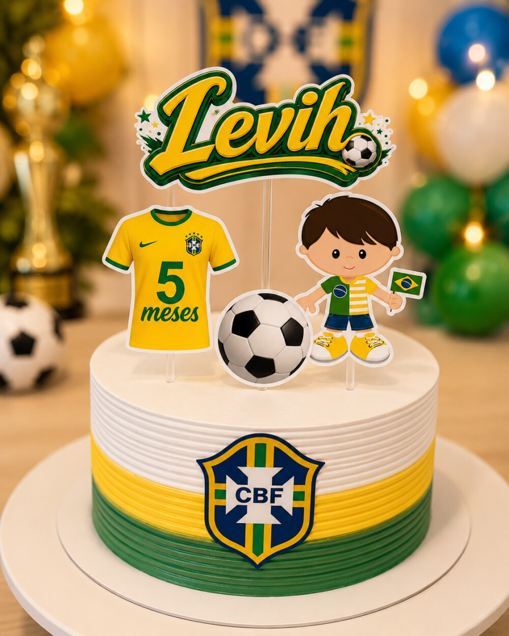 Topper de Bolo Personalizado Tema Copa do Mundo - Topo de bolo Fu
