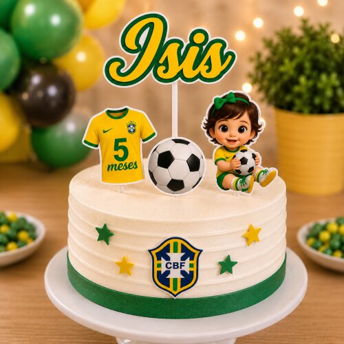 Topper de Bolo Personalizado Tema Copa do Mundo - Topo de bolo Futebol| Aniversário infantil | Nome e Idade