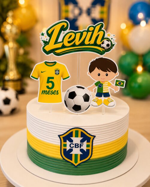 Topper de Bolo Personalizado Tema Copa do Mundo - Topo de bolo Fu
