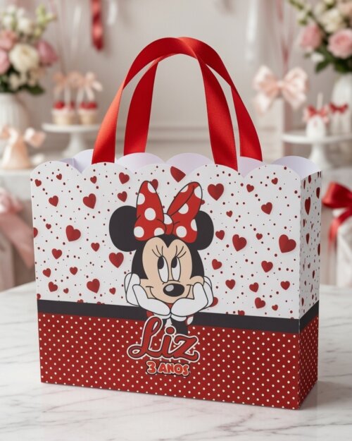 Sacolinha Personalizadas Tema Minnie Vermelha -Lembrancinha