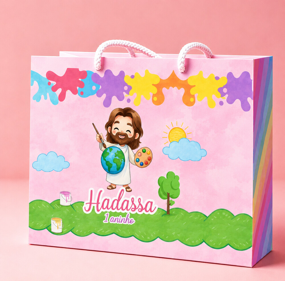 Sacola personalizada, Jesus, lembrancinha, sacola de doces PEGUE