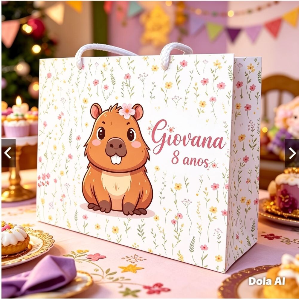 Sacola personalizada, Capivarinha/Capivara, lembrancinha, sacola