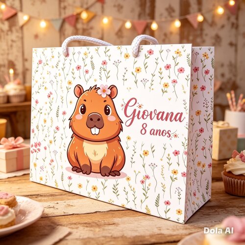 Sacola personalizada, Capivarinha/Capivara, lembrancinha, sacola de doces - PEGUE E MONTE