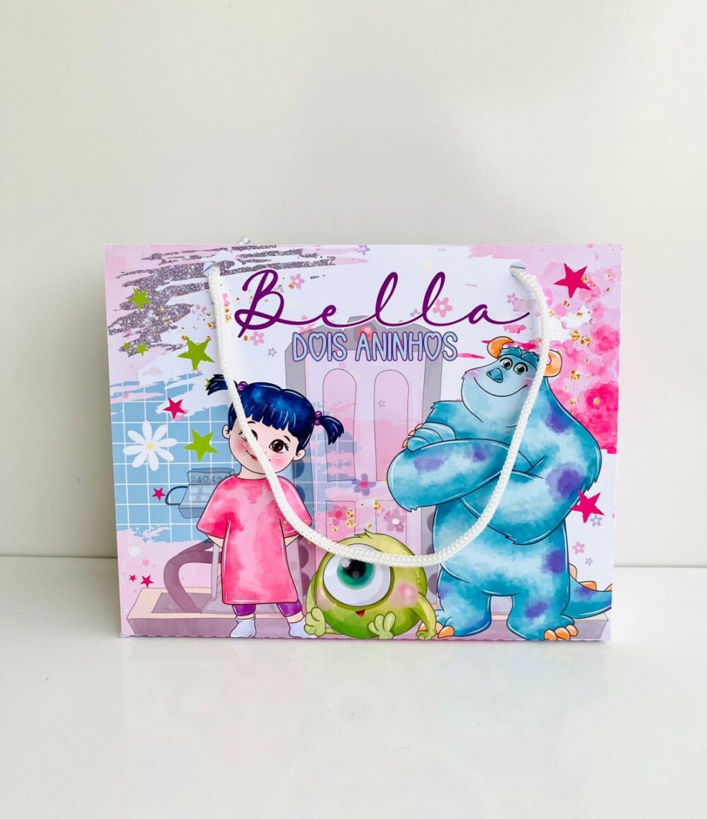 Sacolinha Personalizada Monstros S.A nome idade