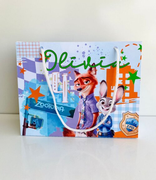 Sacolinha Personalizada zootopia nome idade