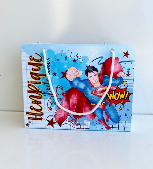 Sacolinha Personalizada super homem nome idade