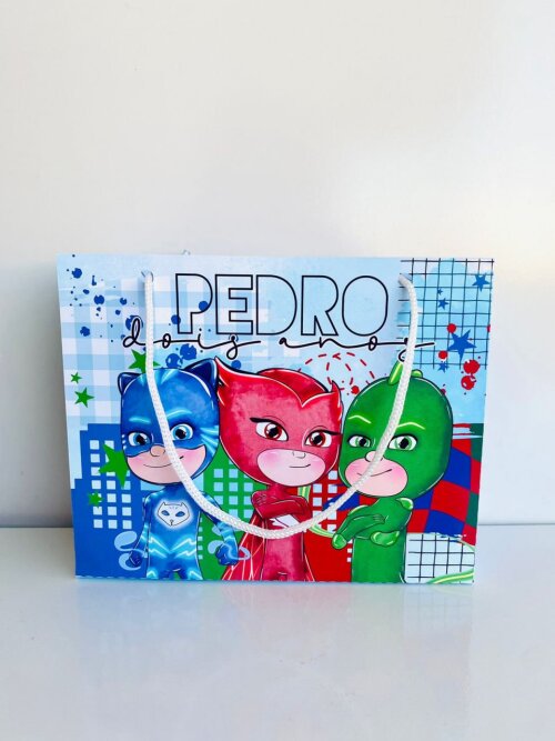 Sacolinha Personalizada PJ Masks  nome idade