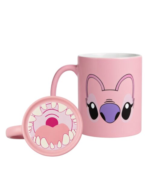 Caneca Divertida Stitch ou Angel - Fundo Surpresa com Boca (Prese