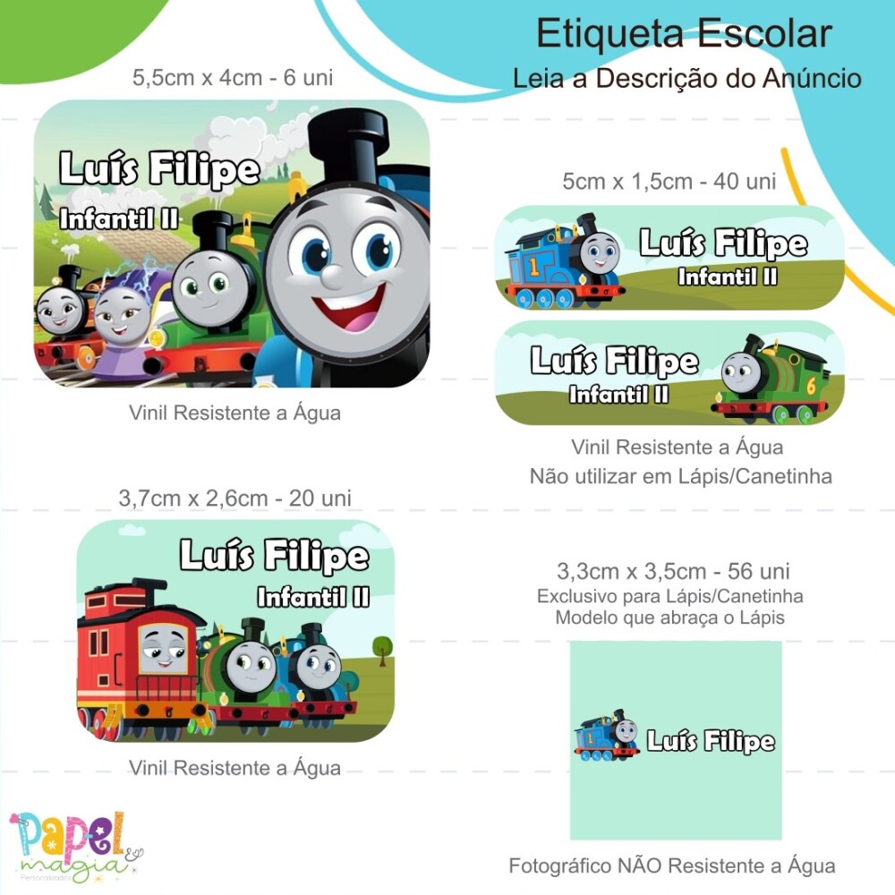 Etiqueta Escolar - Thomas e Seus Amigos - 122unid