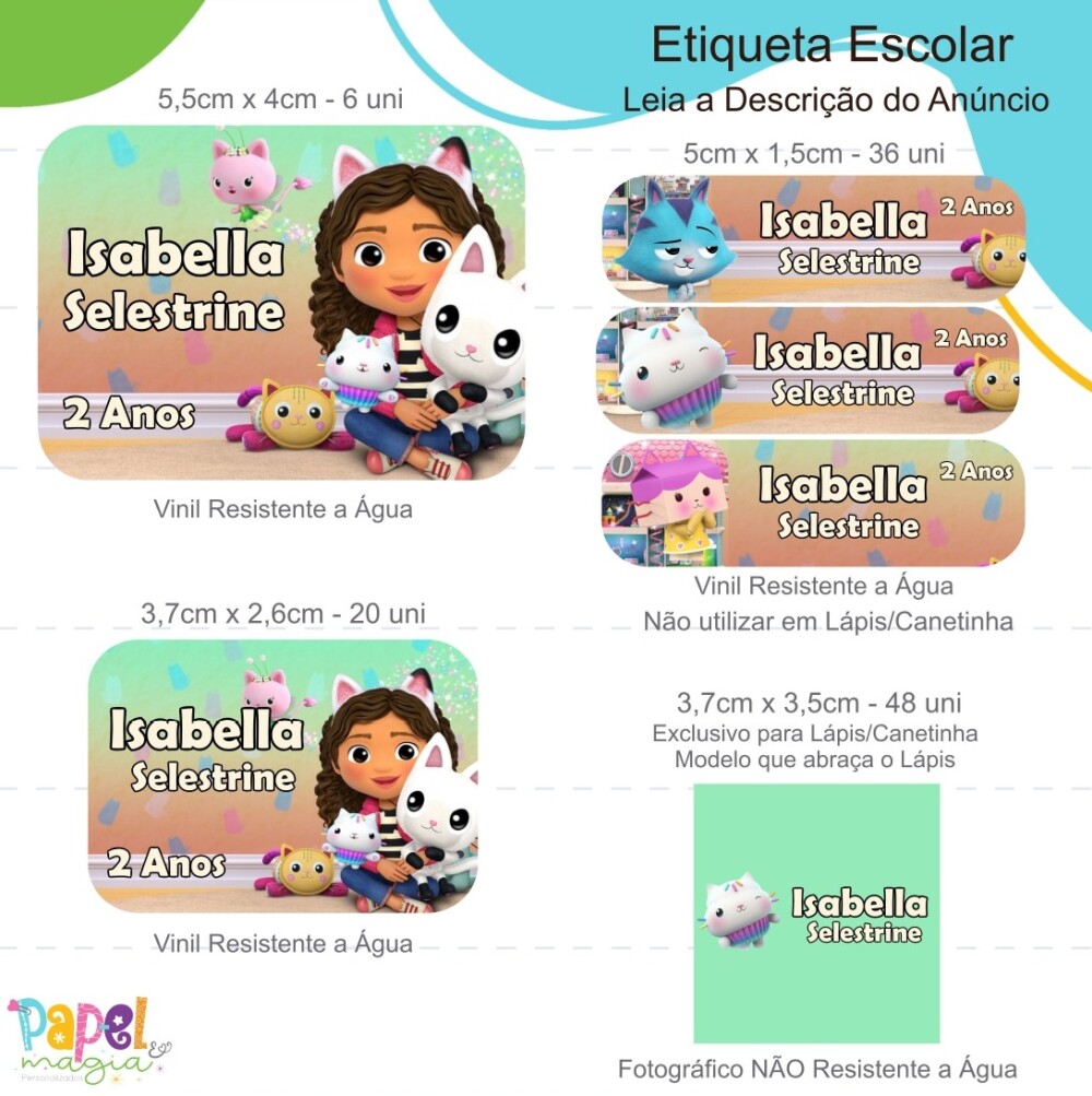 Etiqueta Escolar - a Casa Mágica da Gabby - 122unid