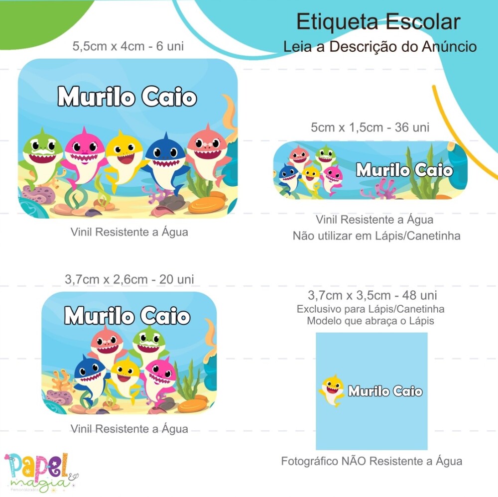 Etiqueta Escolar - Baby Shark - 122unid
