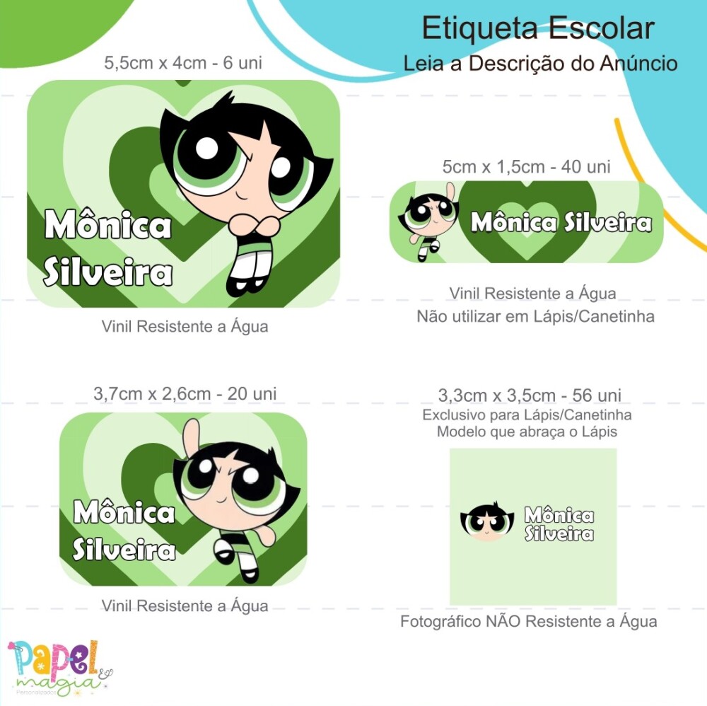Etiqueta Escolar - Docinho - Meninas Super Poderosas - 122un