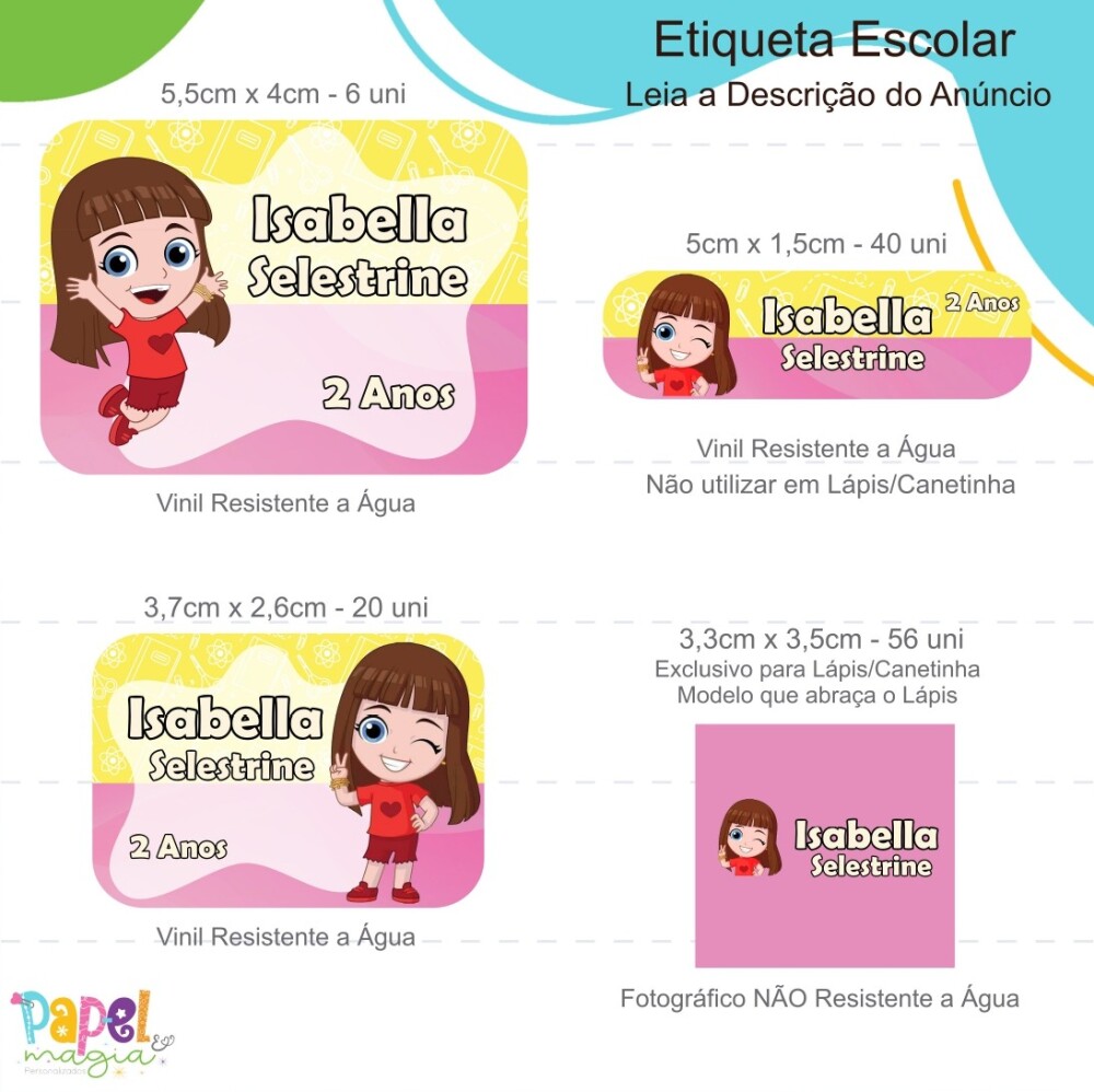 Etiqueta Escolar - Giovanna Luccas Neto - 122unid